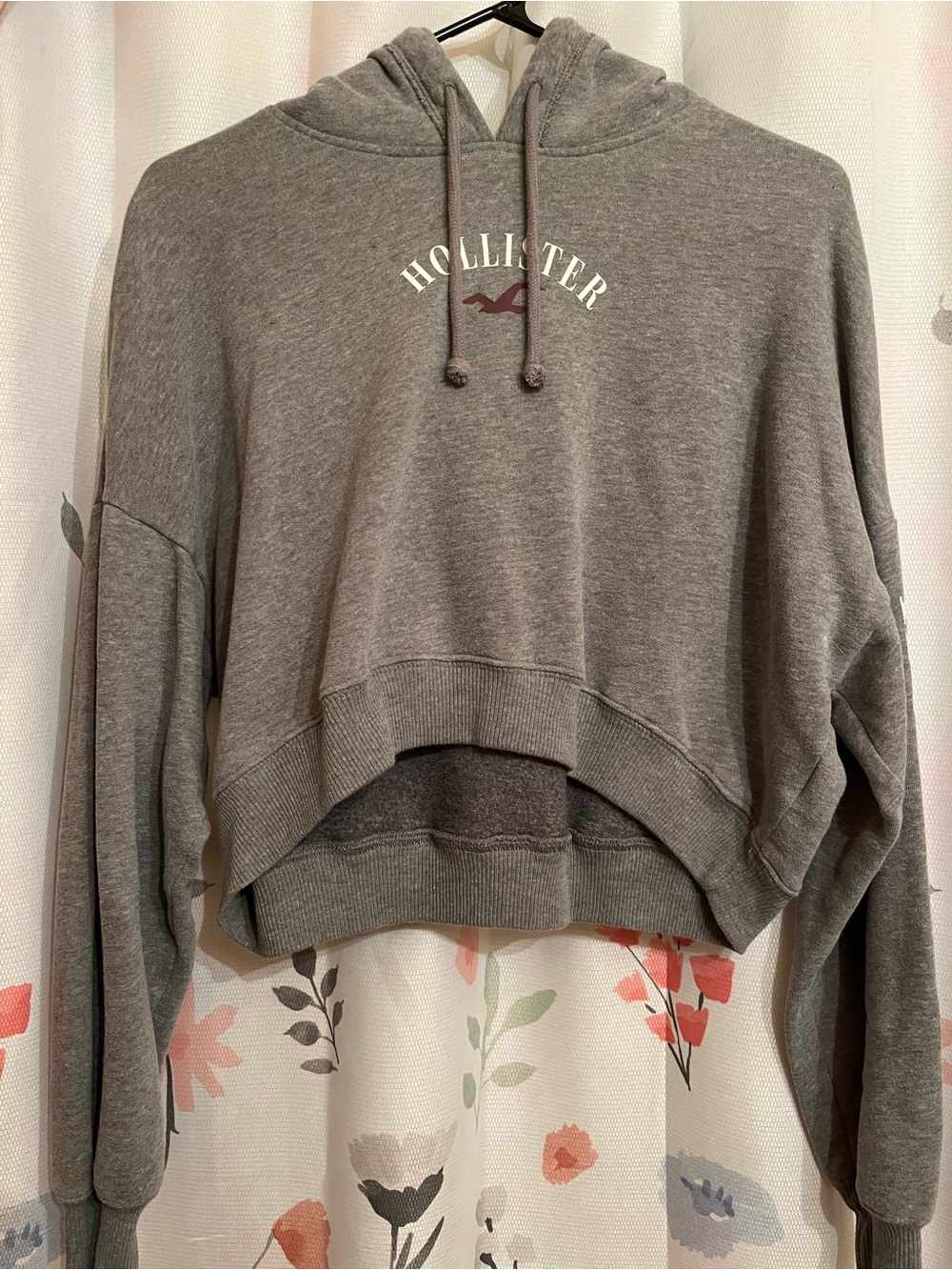 Hollister Heather Gray Cropped Hoodie